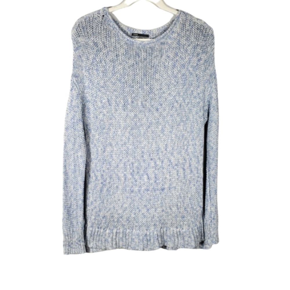 Vince Drop Shoulder Loose Knit Rolled Neckline Blue Sweater Style Size S - Picture 5 of 16